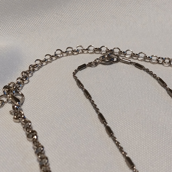 2 long Necklaces, Red Beads, Silver toned - Picture 5 of 8